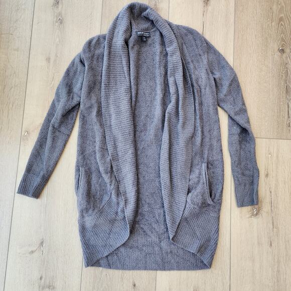 Barefoot Dreams Cozychic Lite Round Circle Knit Cardigan Gray XS/S - Picture 2 of 7